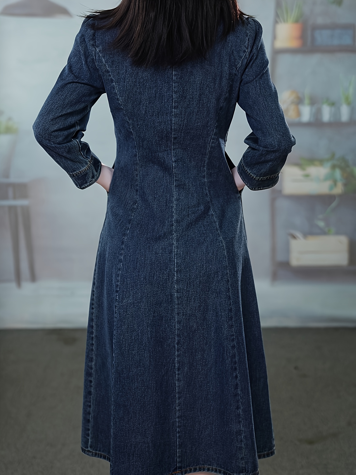 chinese style denim dress new featuring a stand collar Hanfu dress Size:X-Large/17-17.5 Neck/32-33 Sleeve numeric-sizing Aje Soundscape Maxi Dress 1C5R4J5DA