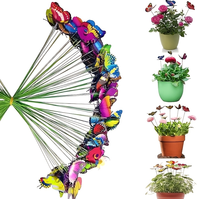 TEMU 【3D】 17 pièces de piquets de papillons lumineux, décorations de papillons artificiels colorés avec effet phosphorescent, parfaits pour le jardin