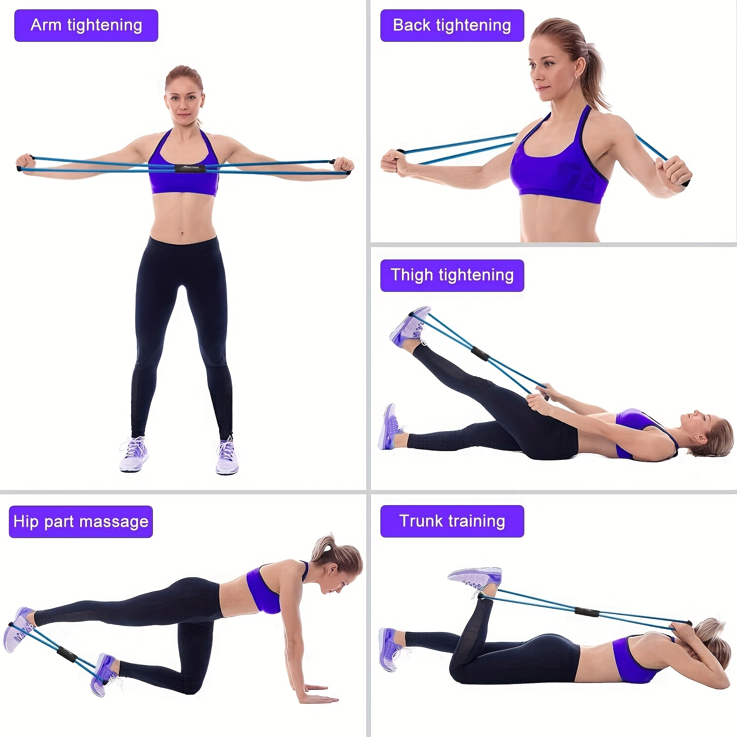 7pcs   ab workout set push up stand blue   mini cushion   band jump rope hand grips core strengthening muscle toning with non electric   iron equipment gym accessories details 1