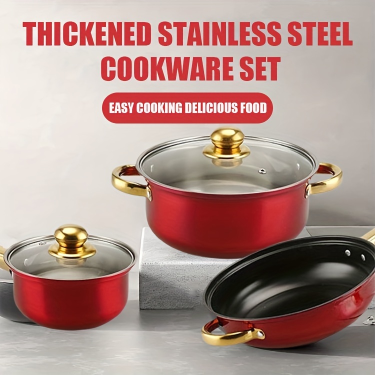 18pcs   stainless steel cookware set non stick heat resistant pots and pans with glass lids for all stovetops details 0