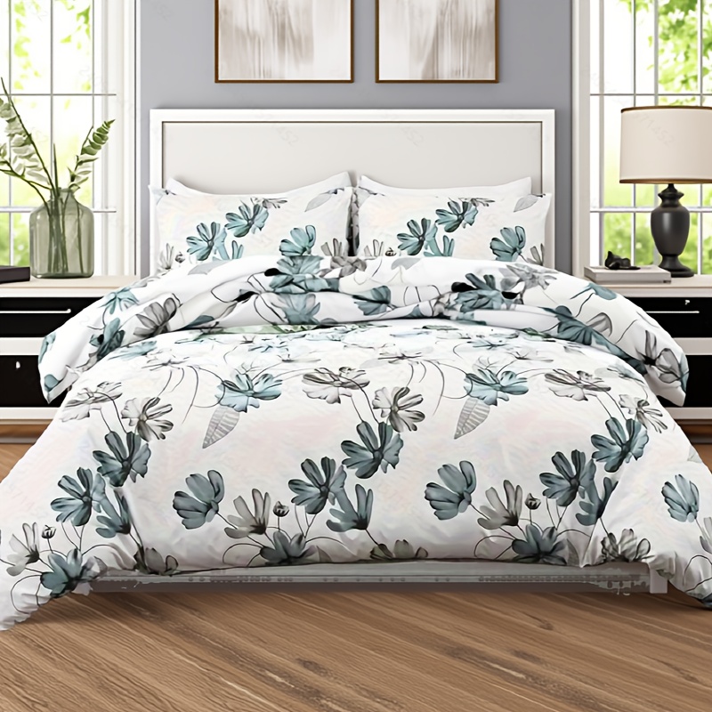 TEMU Floral Duvet Cover And Pillowcase Set - For Bedroom Decor