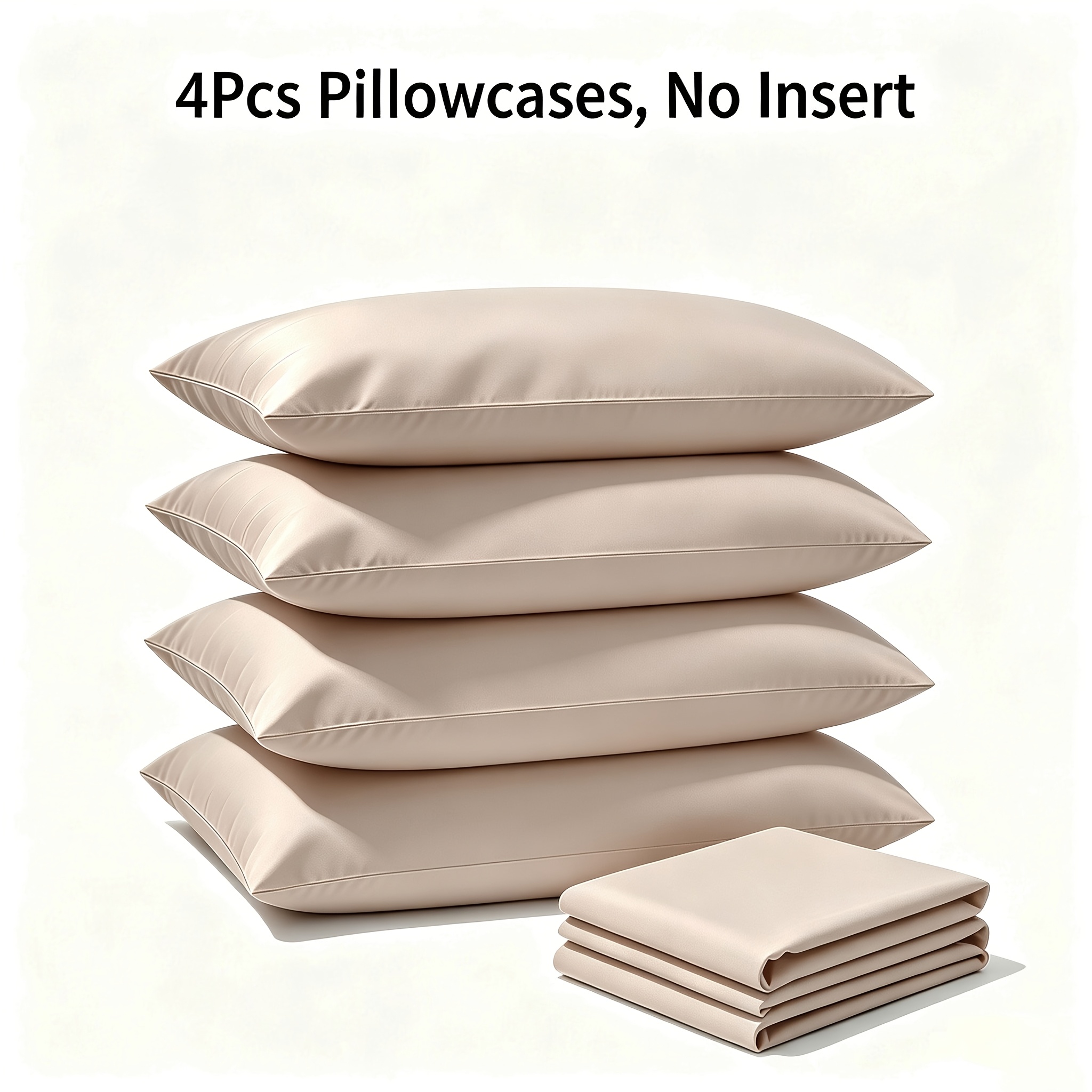 TEMU 4pcs Solid Color Envelope Pillowcases, Light Luxury Smooth Solid Color Fabric Pillow Covers For Home And Hotel Use, Simple Solid Color
