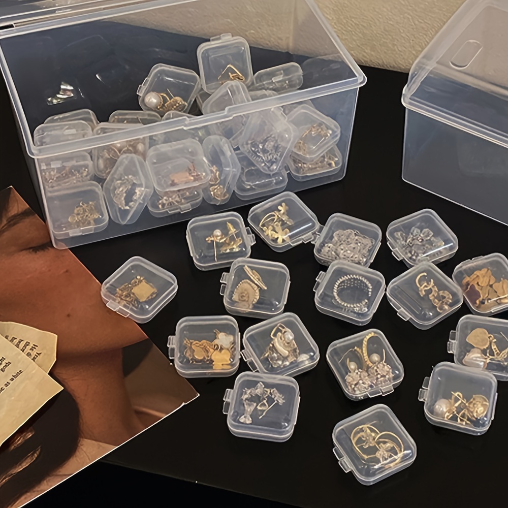 

50pcs Clear Plastic Box For , Jewelry And Handicrafts - Desktop Organizer Organization, &