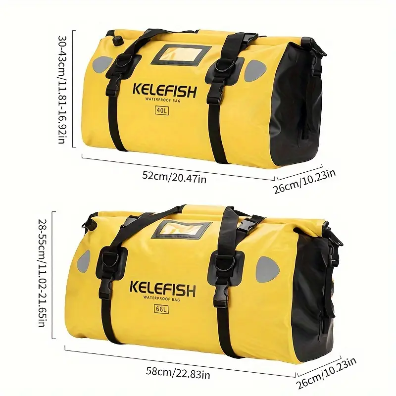 kelefish waterproof duffel bag 40 66l roll saddlebags for street motor scooters adjustable straps pvc material quick fixed for motorcycling rafting kayaking sup boating travel details 2