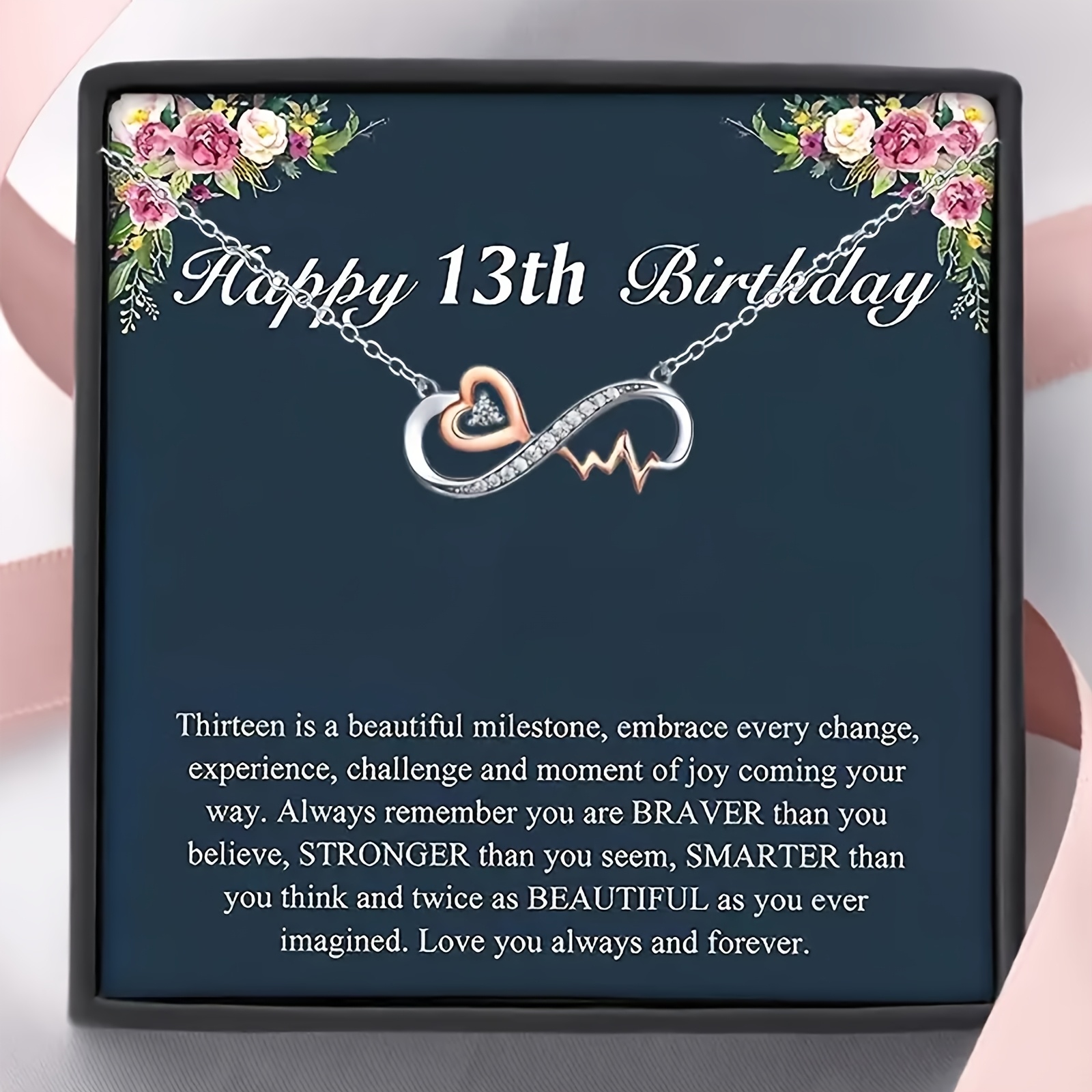 TEMU [13th Birthday Gift] Heartbeat Necklace, Set With Synthetic Zirconia, Elegant Fashion Necklace, The Perfect Birthday Gift, No Power Required,