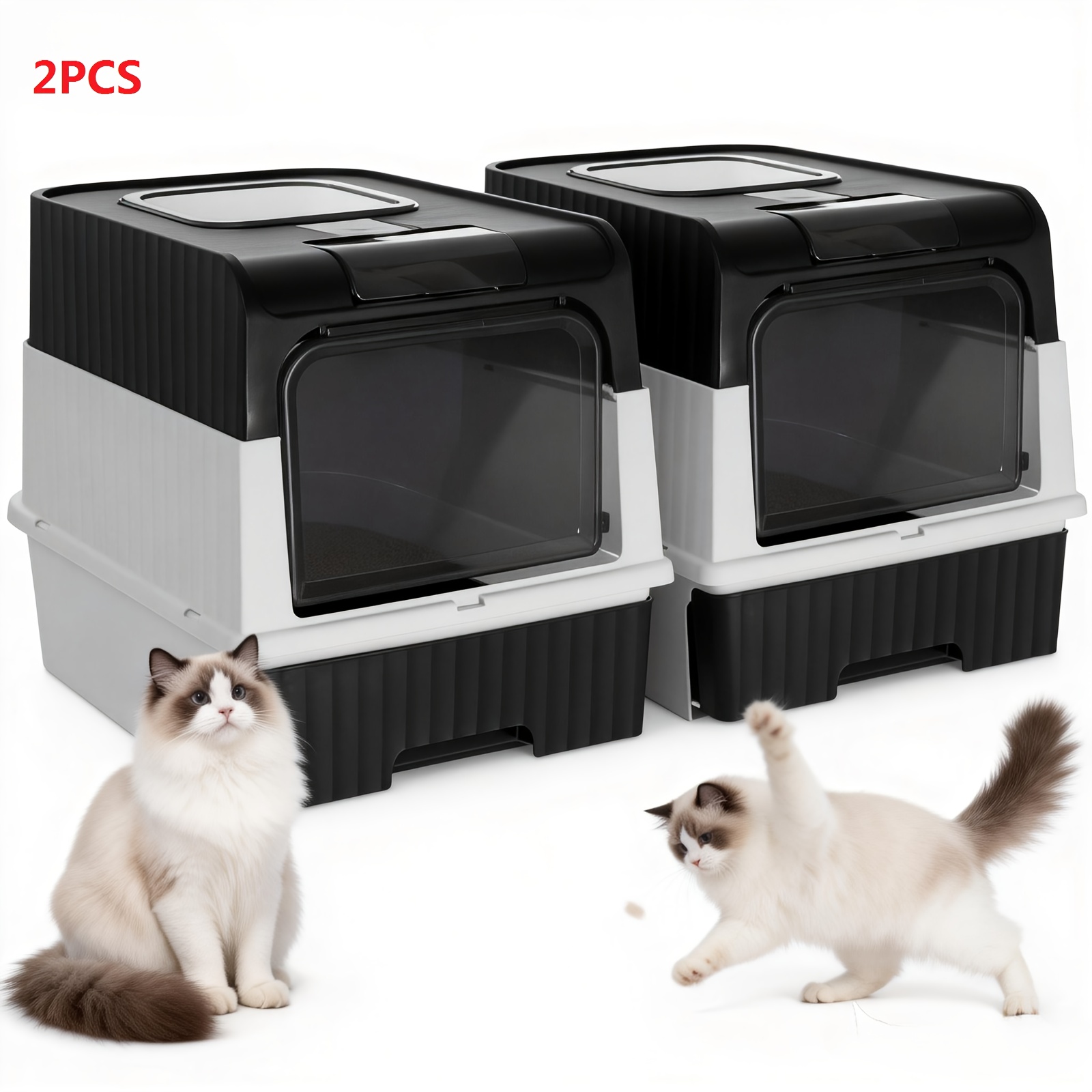 TEMU Litter Boxes - New Large-sized Cat Litter Boxes Equipped With A Shovel Fixation Device - Easy-to- Supplies, Suitable For Multiple Cats,