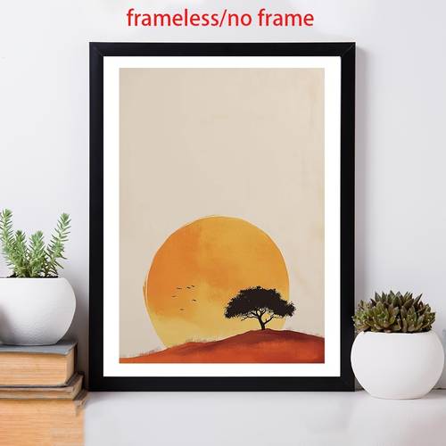 item picture 2d flat 2d flat 1pc frameless sunset scenery poster minimalist desert wall art silhouette painting fun canvas wall decor suitable for restaurants hotels offices home bedrooms and bathrooms artistic wall poster whimsical