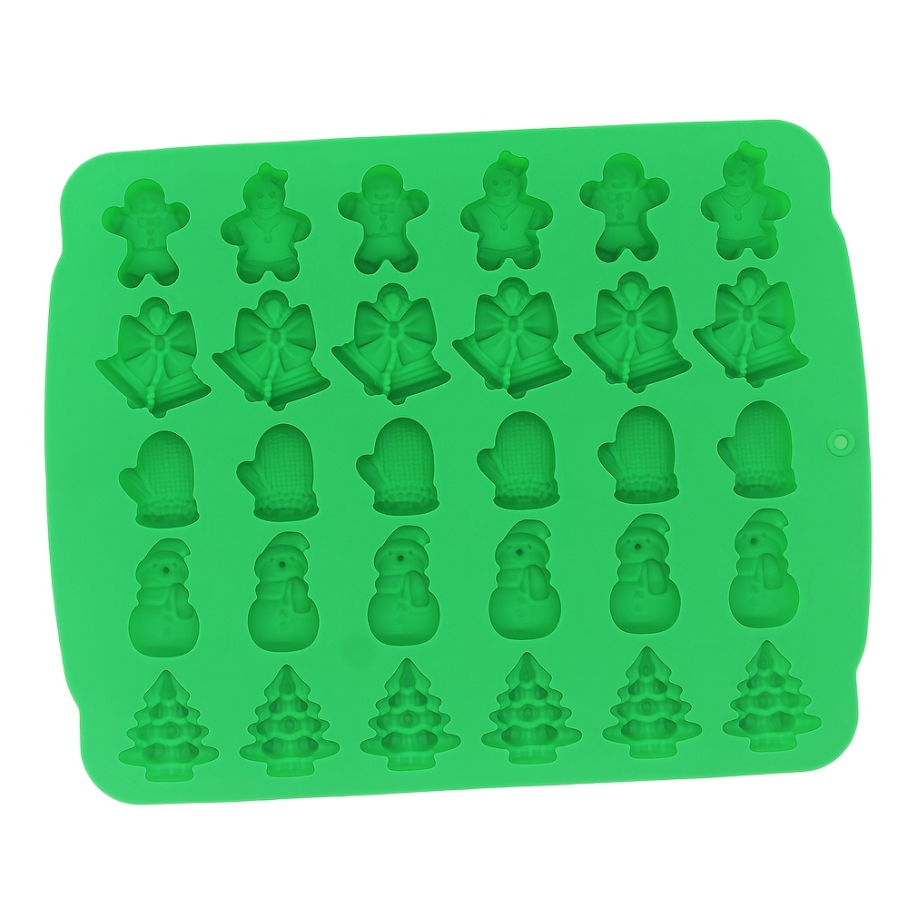 Image of A Mini Christmas Tree Snowman Glove Jelly Pudding Silicone Mold For 3d Gingerbread Men, Bells, Chocolates, Candies, Gummies, Desserts, And Cake Decorations. A Baking Tool That Can High Temperatures