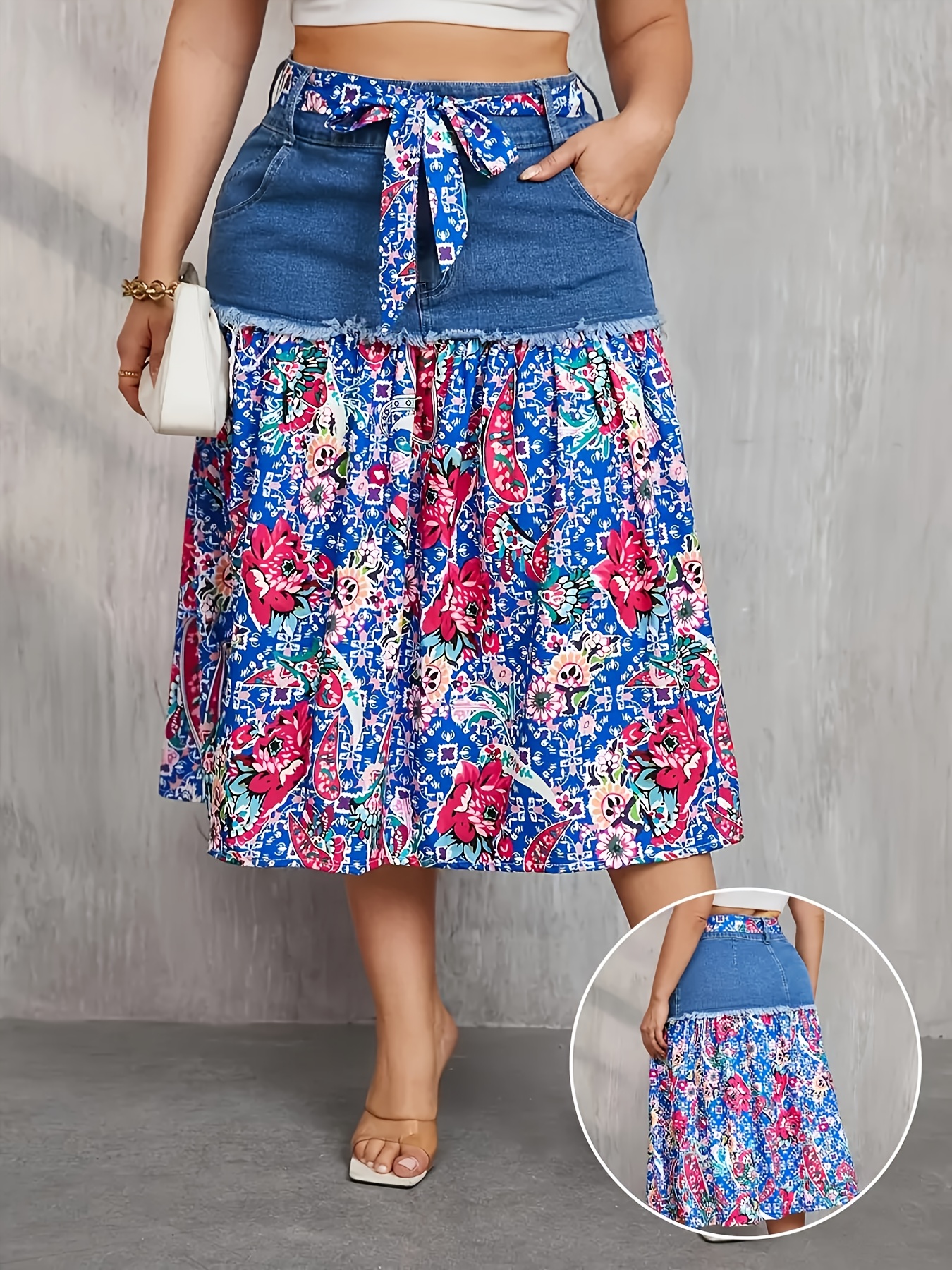 denim ruffle skirt sold on Temu United States