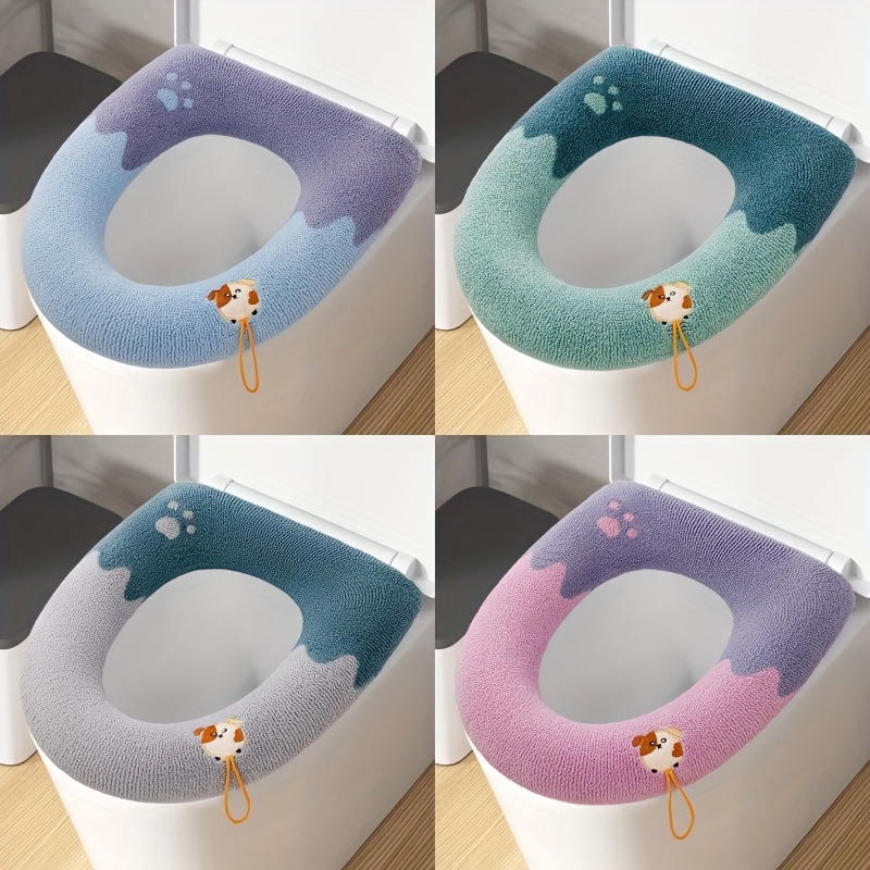 

2pcs Thickened Seat Covers, Bathroom , Knitted O-shaped, , , No Required, Bathroom Accessories For Use