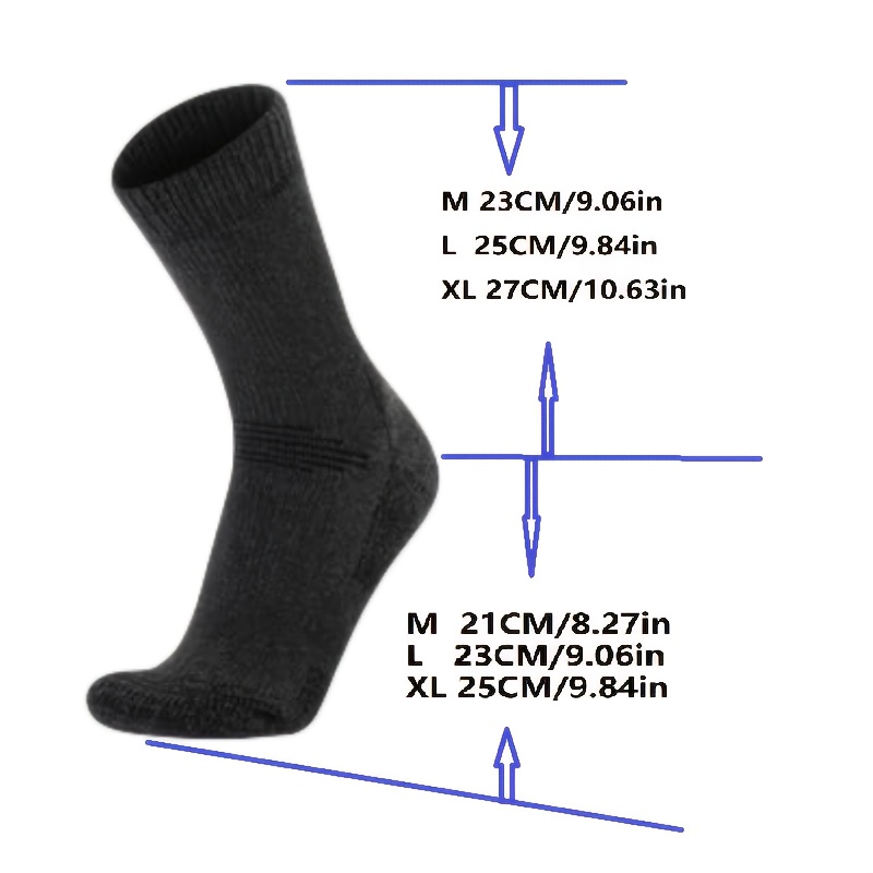 3 Pairs Men's Wool Hiking Cushioned Socks