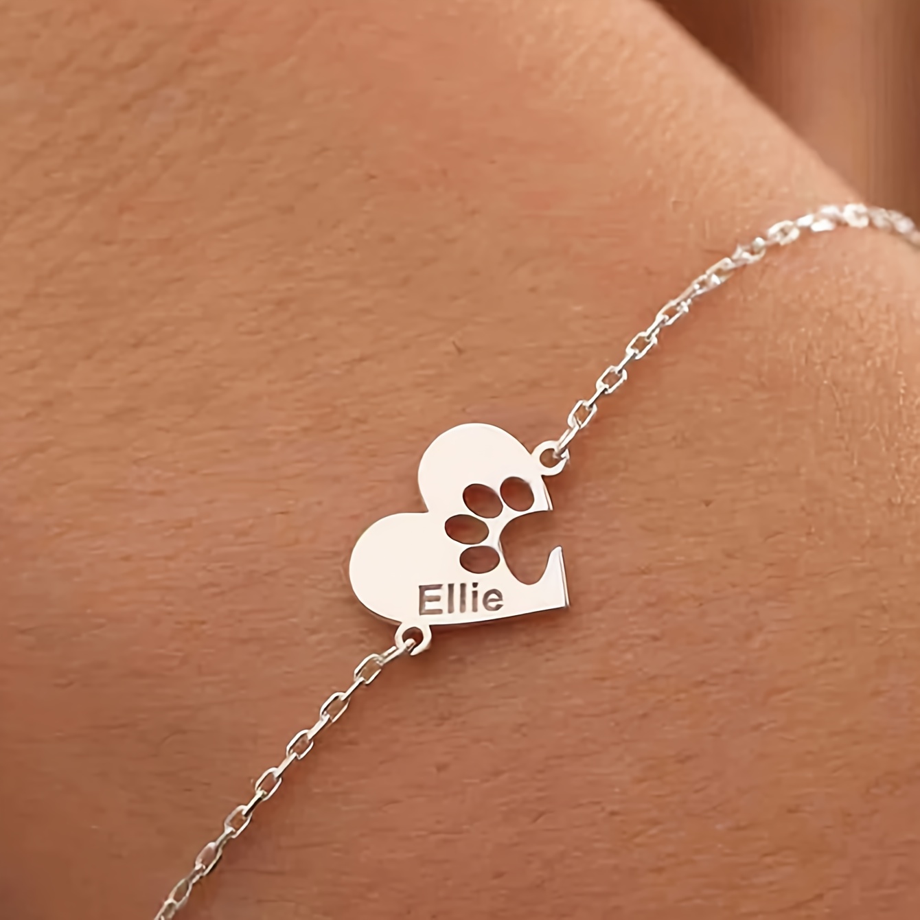 TEMU Braccialetto personalizzato a forma di cuore con stampa di di animale , inciso con di di animale personalizzate, un regalo premuroso per gli