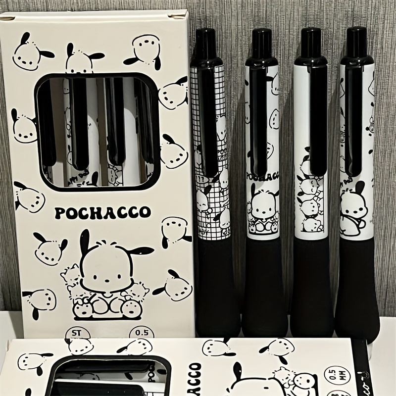 

creative" Sanrio Pochacco Dog Gel Ink Pens, 4-piece - Quick-dry, Cute Cartoon Design For School & Office