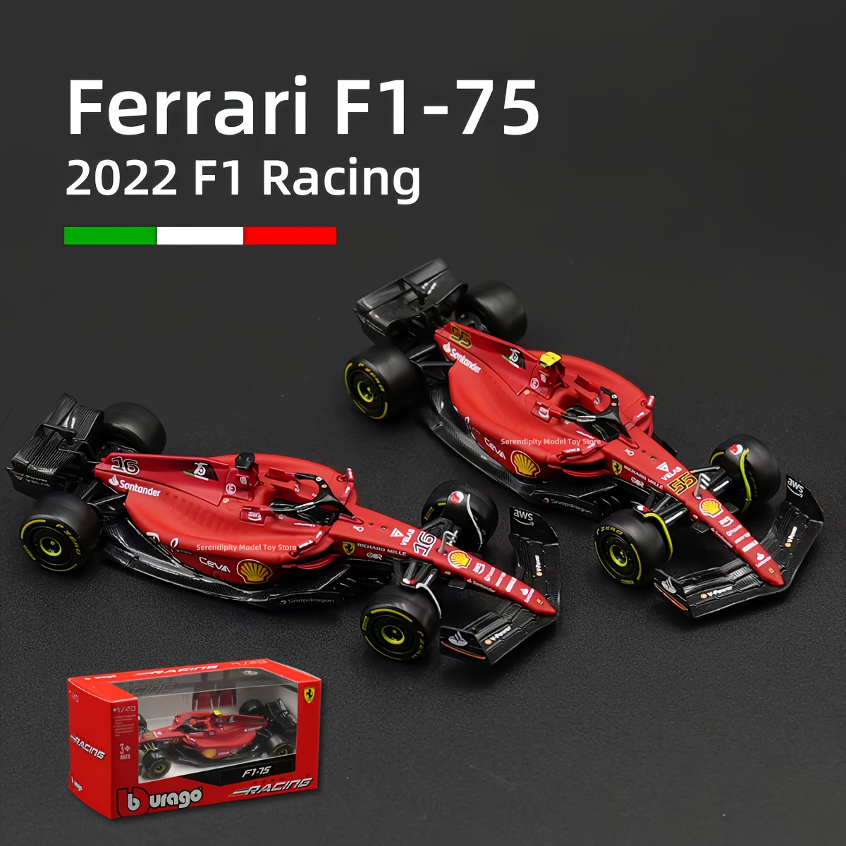 1:43 schaal Burago Ferrari F1-75