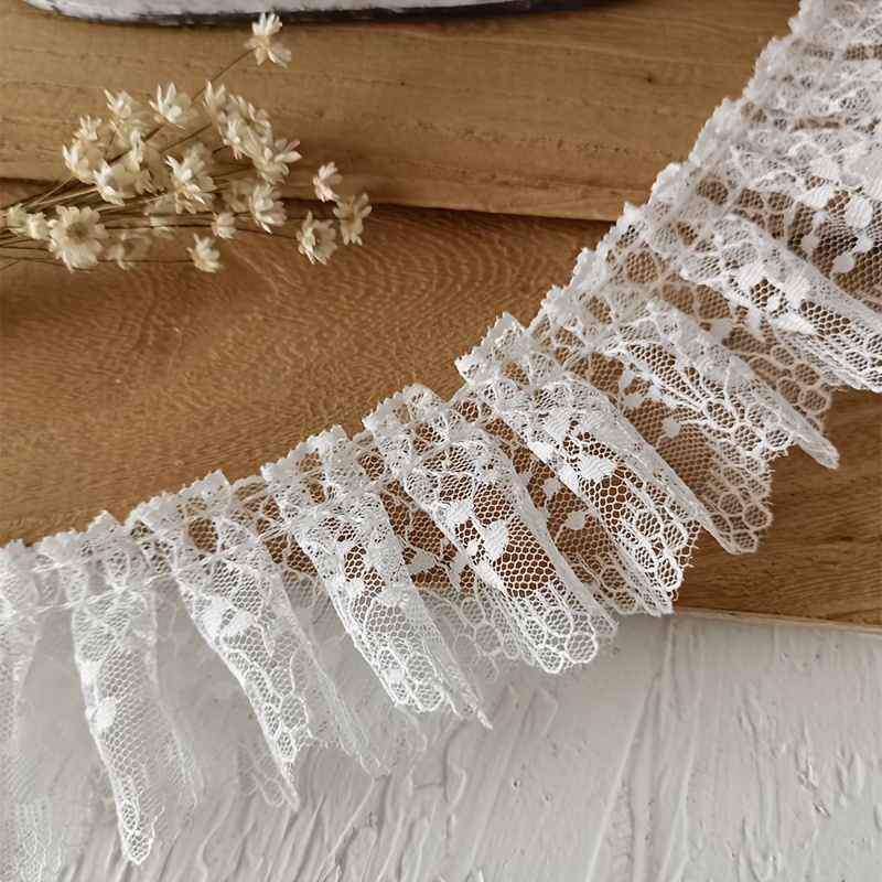 TEMU Ruban à Dentelle Blanche, Largeur de 1.97in - Fournitures de Couture et Tricot DIY pour Vêtements et Bords Décoratifs