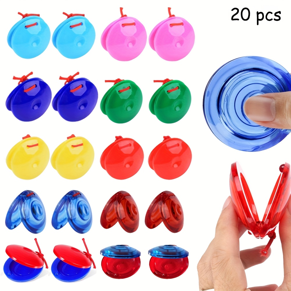TEMU 20pcs 10-color Plastic Cymbal Percussion Instruments, Rhythm Instrument, Multi-item Party Gift Package, Mini Musical Instruments Suitable For