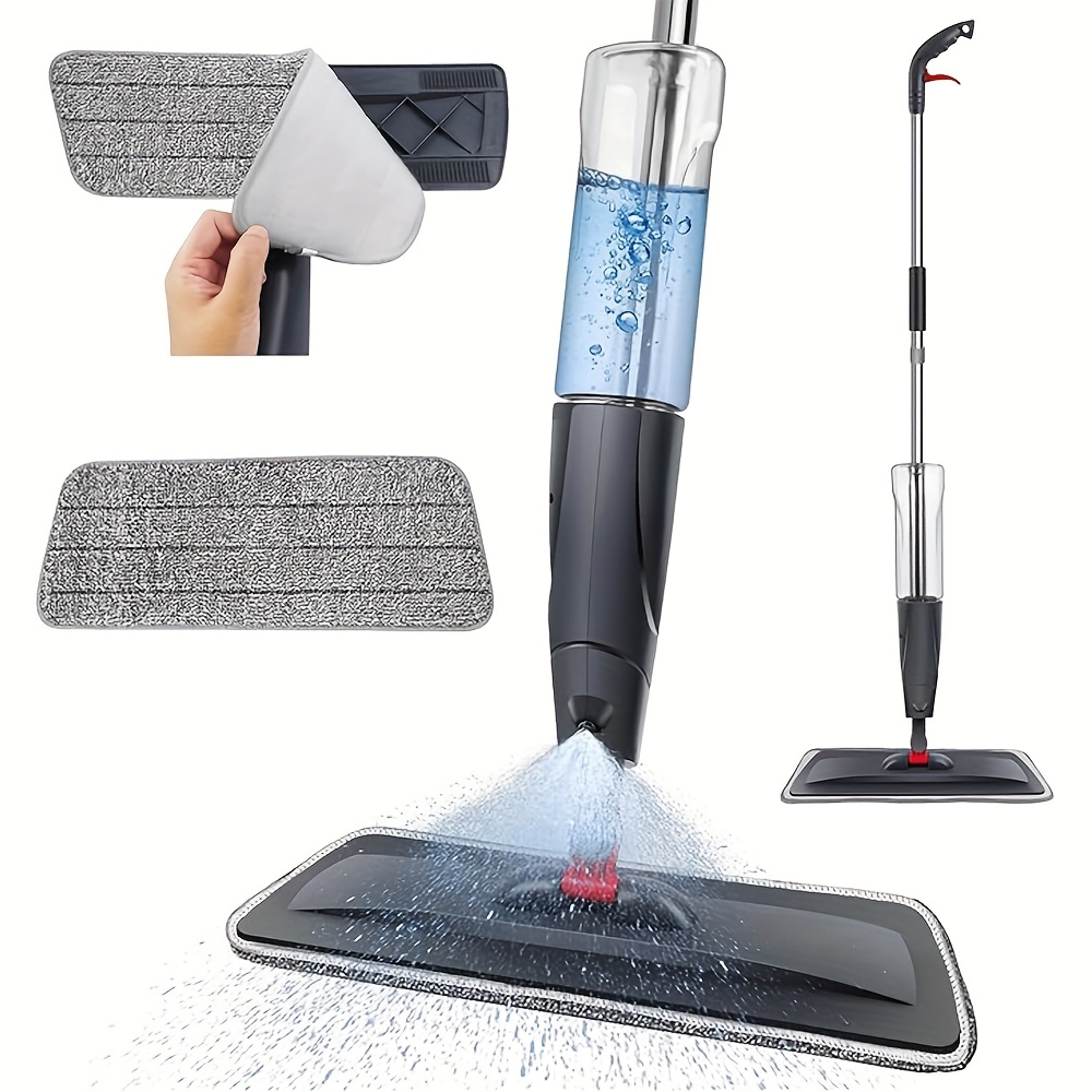 TEMU Sprüh-Wischmopp, Mikrofaser-Sprüh-Wischmopp für Nass- Trockenreinigung, 360-Grad-Drehfunktion, Staubmopp für Zuhause, Küche, Parkett, Flachmopp
