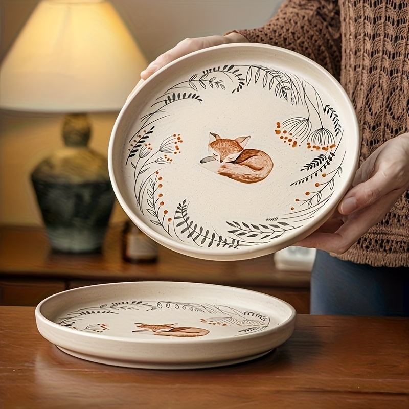 2pcs Ceramic Dessert Plates, Dining Pasta Plates (8.26" X 1.10" X 7.04")