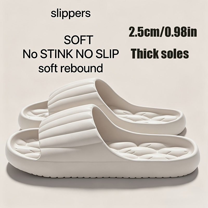 Image of Women's Comfortable Eva Slippers - Thick Sole, Non-slip, Casual Slippers, Ribbed Texture - Perfect For Indoor/outdoor Use, Beach And Home Relaxation, Women's Slippers Multiple Colors , Women Shoes