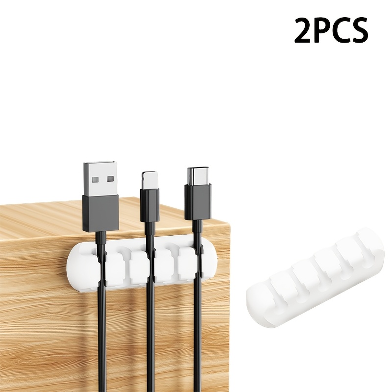 TEMU 3, 5, 2pcs Silicone New Cable Organizer Boxes Cable Management Tidy, Usb Cable Fixer Wire Self-adhesive Cable Clip, Suitable For Desk, Car, Home