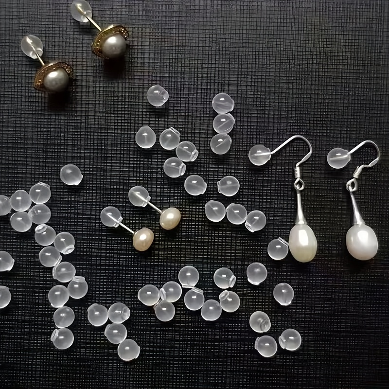 30pcs Comfortable Silicone Ear Stud Backings, Transparent Round Bulb-Shaped Plugs