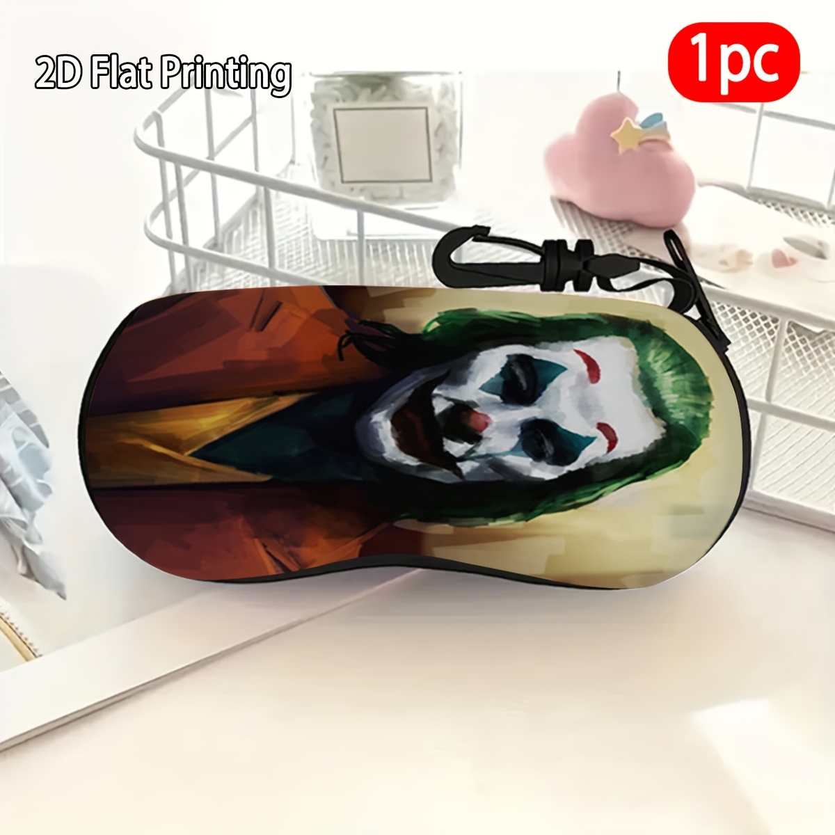 1pc     Pattern Decorative Glasses Case, Halloween & Christmas Gift for Men and Women, Reusable Travel Accessory with Hook, Portable Fashion Glasses Holder,   Suitable for Eyewear and Accessories, Double Lens Case, Lens Holder/organizer,   For Eye, Red Halloween  