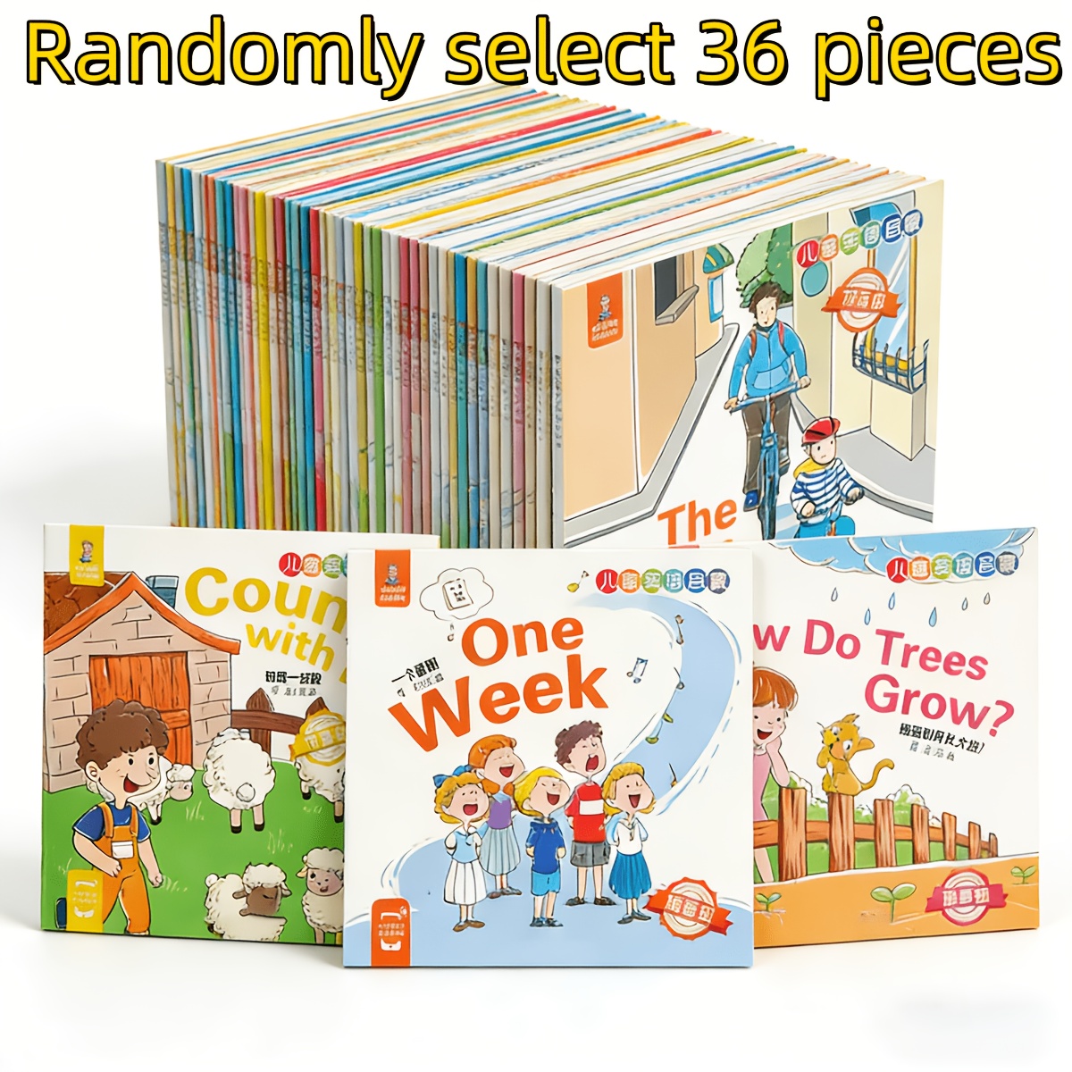 TEMU Set di 36 libri illustrati in inglese per bambini selezionati casualmente, libri di educativi per l'apprendimento per bambini dai 3 ai 8 anni,