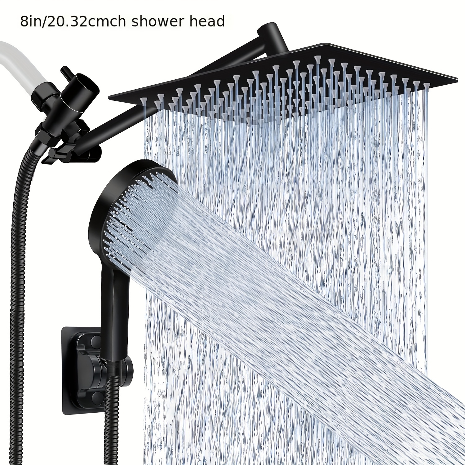 ultimate Shower Head, High Pressure Rainfall/Handheld Shower Combo with 11'' Extension Arm, 3 Settings, Anti-Leak Shower Head with Holder, Height/Angle Adjustable, Chrome, Matte Black 15 ultimate Shower Head, High Pressure Rainfall/Handheld Shower Combo with 11'' Extension Arm, 3 Settings, Anti-Leak Shower Head with Holder, Height/Angle Adjustable, Chrome, Matte Black - Image 15