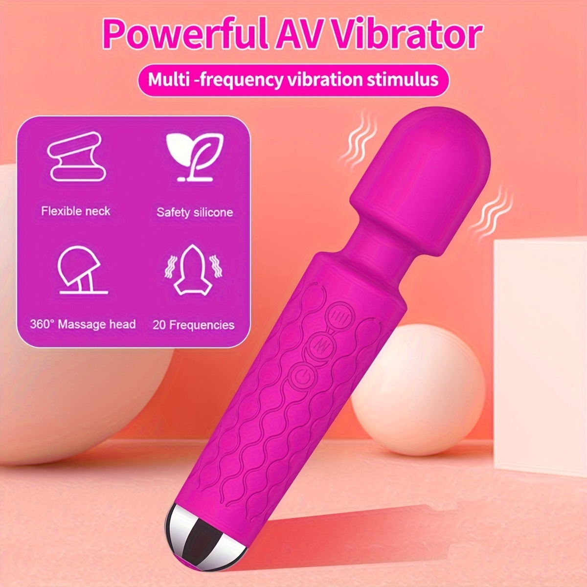 1pc Handheld Electric Back Massager Rechargeable Handheld Deep Tissue Neck Back Massager Vibrator Wand G Spot Vibrators Clitoris Vibrator Stimulation, Adult Sex Toys For Nipples Dildo Powerful 20 Vibration Modes & 8 Speeds, Sex Toy