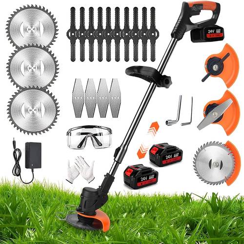 3 in 1 string trimmer cordless with 2 li ion batteries and charger included cordless string trimmer with 3 cutting blade types rechargeable electric for lawn garden yard
