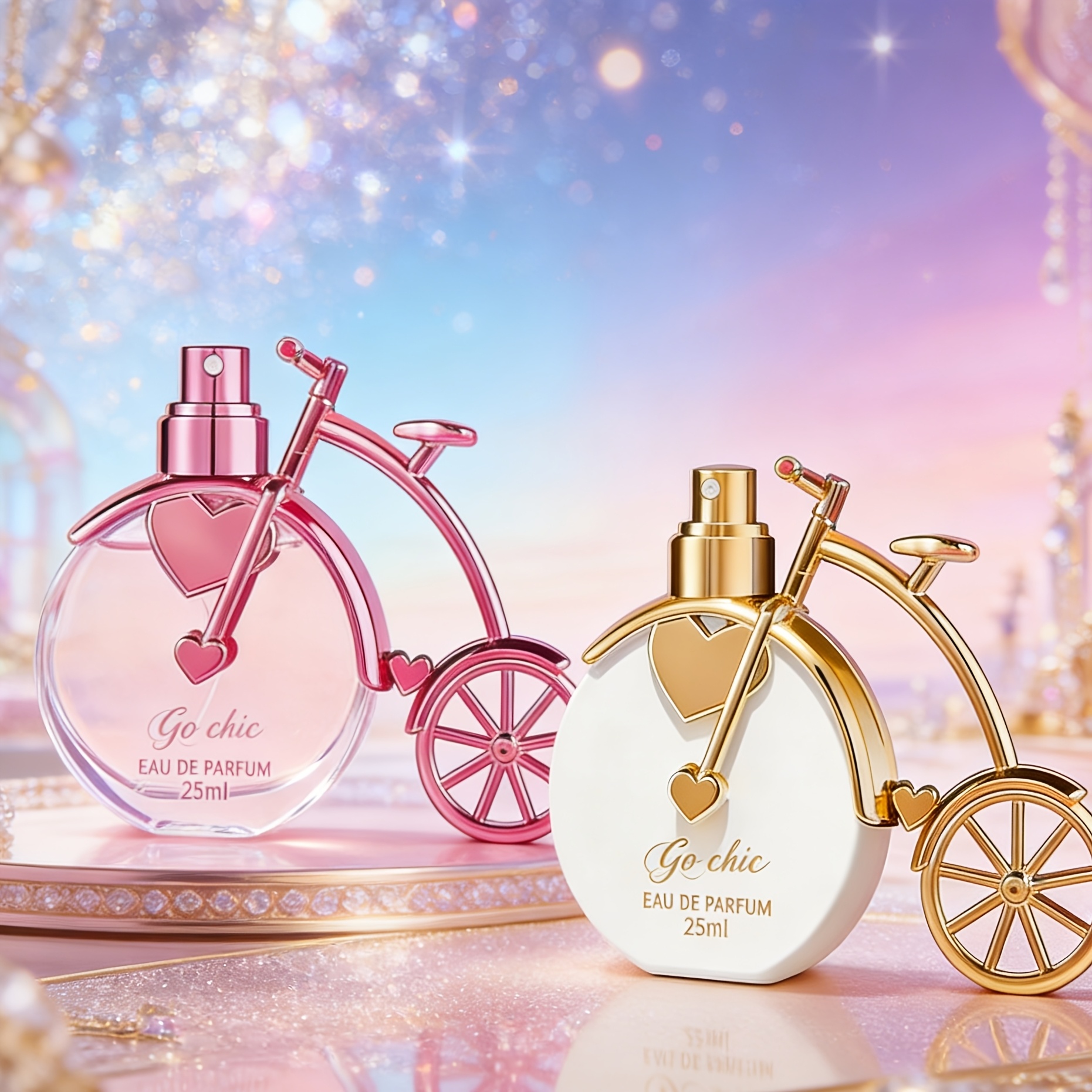 Image of 2pcs Bicycle-shaped Women's Perfume, With , Floral, And Gourmand Notes. Floral Fragrance Designed For Women, Suitable For Gifting And Daily Use (*2)
