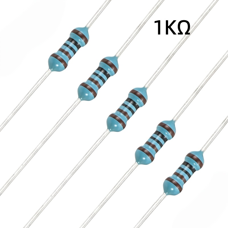 50pcs 1/4w Metal Film Resistors | 1k/10k/1m , ±1% Tolerance, Compact High-precision Electronic Components For Circuit Design, Suitable For Electronics Enthusiasts