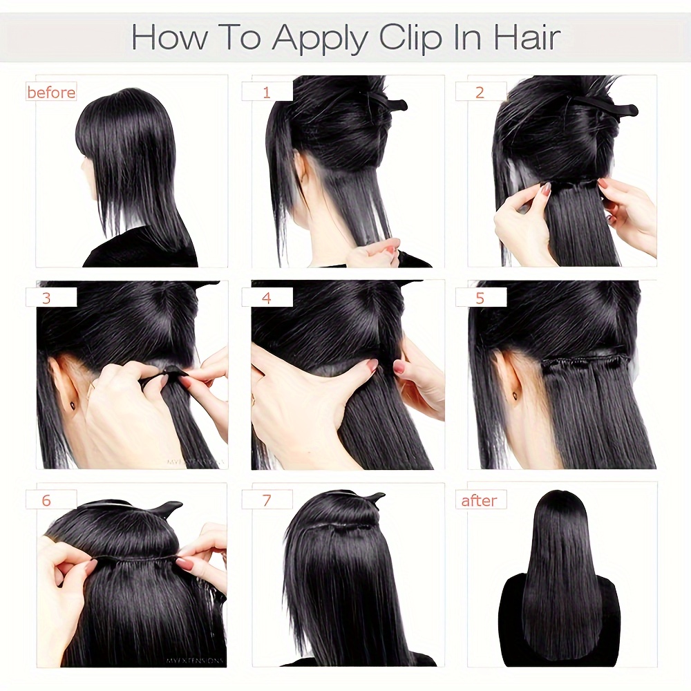 8pcs 18 clips brazilian real human hair clip in extensions  display picture 1