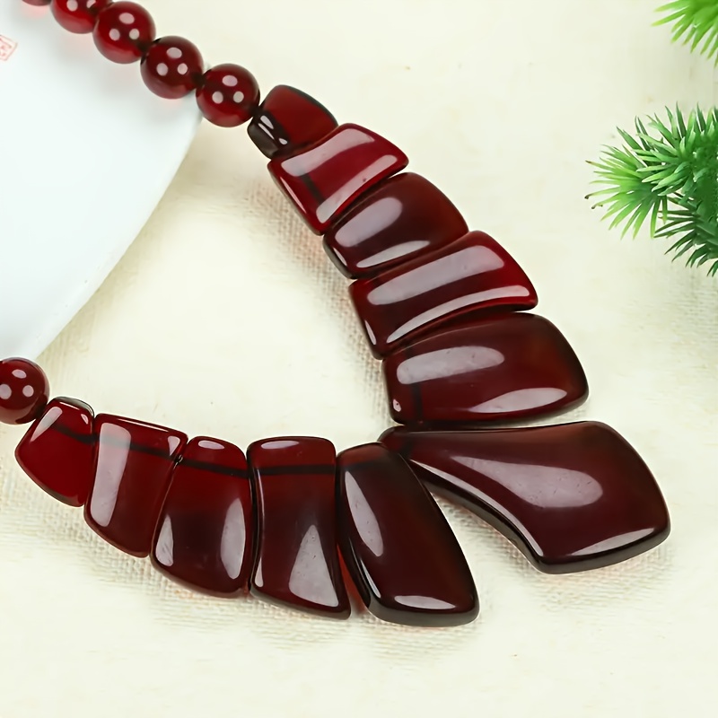 Handmade Baltic Amber Color Flower Necklace, Bohemian Style