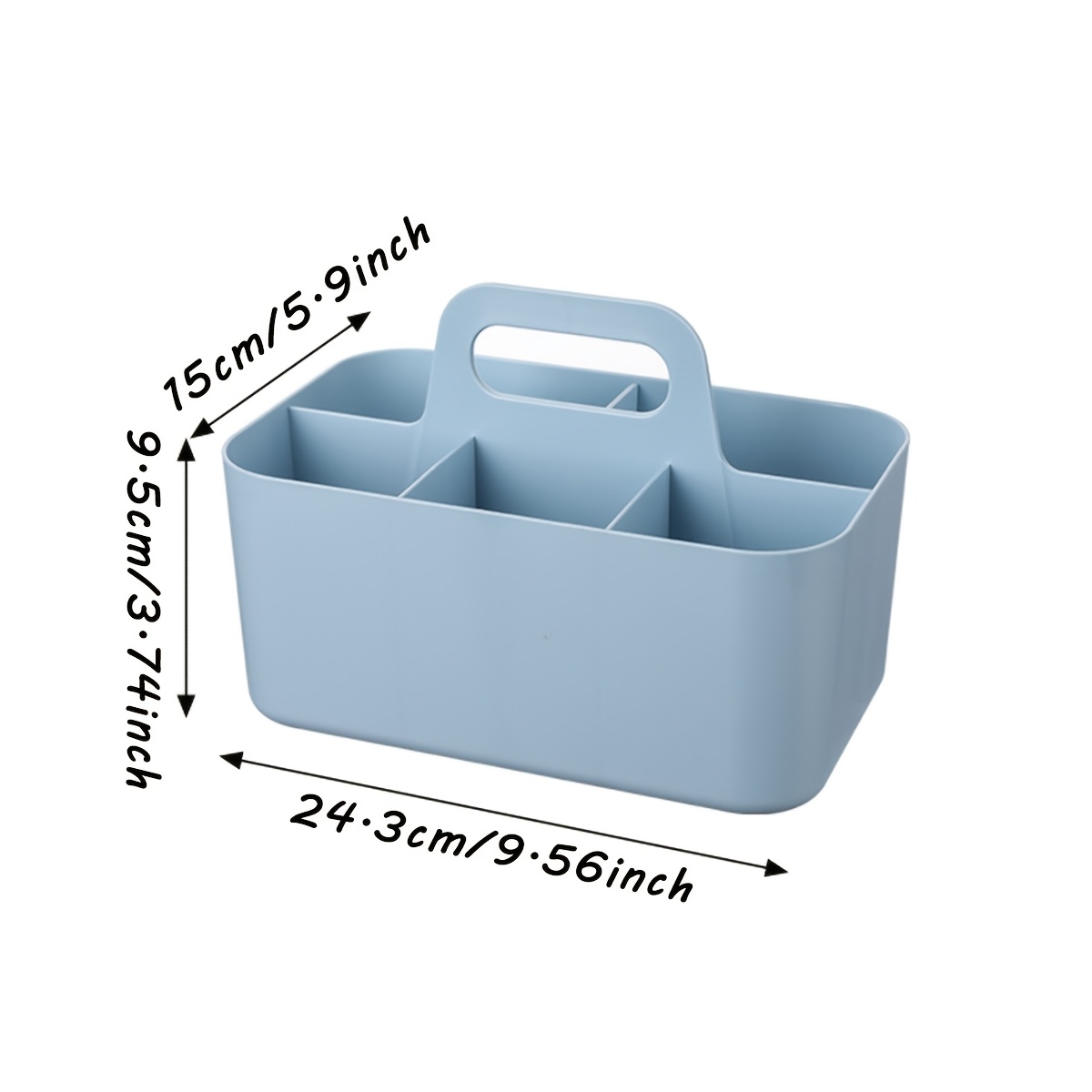 TEMU Portable Makeup Organizer Caddy With Handle, Multi-compartment Plastic Bathroom Storage Bin, Divided Personal Toiletry Organizer Box For