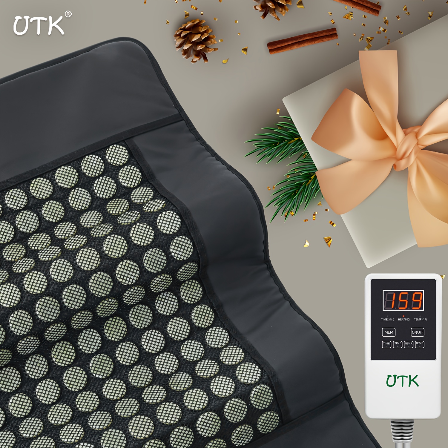 utk heating pad for back with auto shut-off & memory function, 23.5 x16 large heating pad with adjustable temperature (104°f-140°f),   protection & portable travel bag - pu heating pad for lower back, neck, shoulders - ideal gift for  , 110v-130v us plug (battery-powered design not included), heating pad for back electric, back heating pad, heating pad for back   women, heat pad for back, handheld electric heater, heating pad for body relaxation, continuous Product details 2