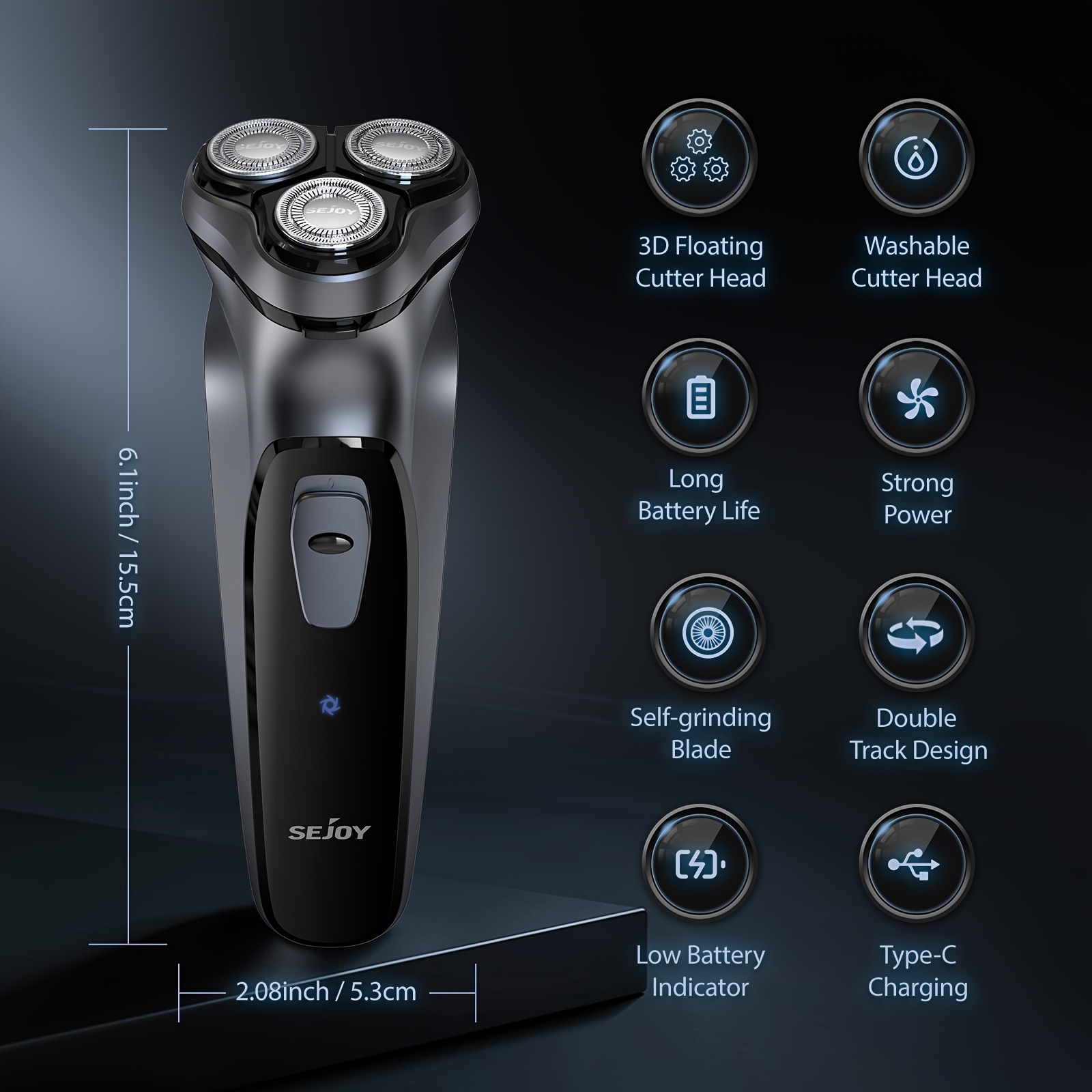 [3D Floating Head] Electric Razor for Men, Electric Face Shaver, Cordless Washable Rechargeable Shaving Machines, Advanced Dry&Wet, Pop-up Trimmer, Fast Charging, Best Gift