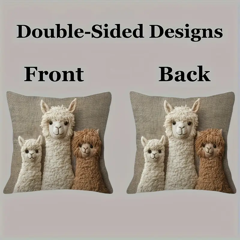 4 bohemian alpaca pillow covers 18x18 inches ultra soft plush double sided of 3 cute black machine washable polyester with zipper closure vintage home decor suitable for living room bedroom nursery accessories soft textured decorative pillowcases Product details 0
