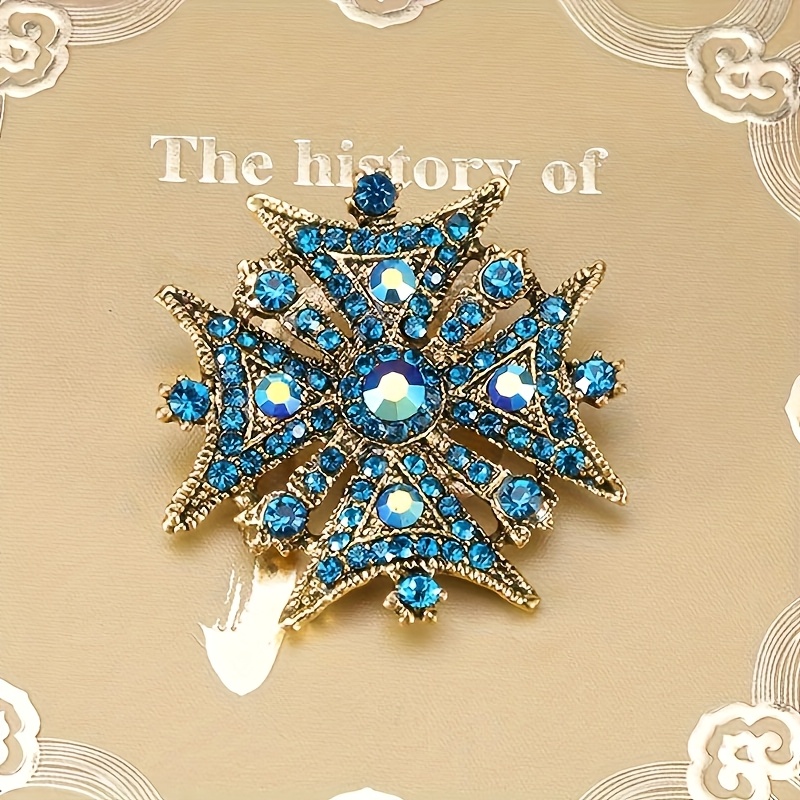 Vintage Snowflake Rhinestone Brooch for Women