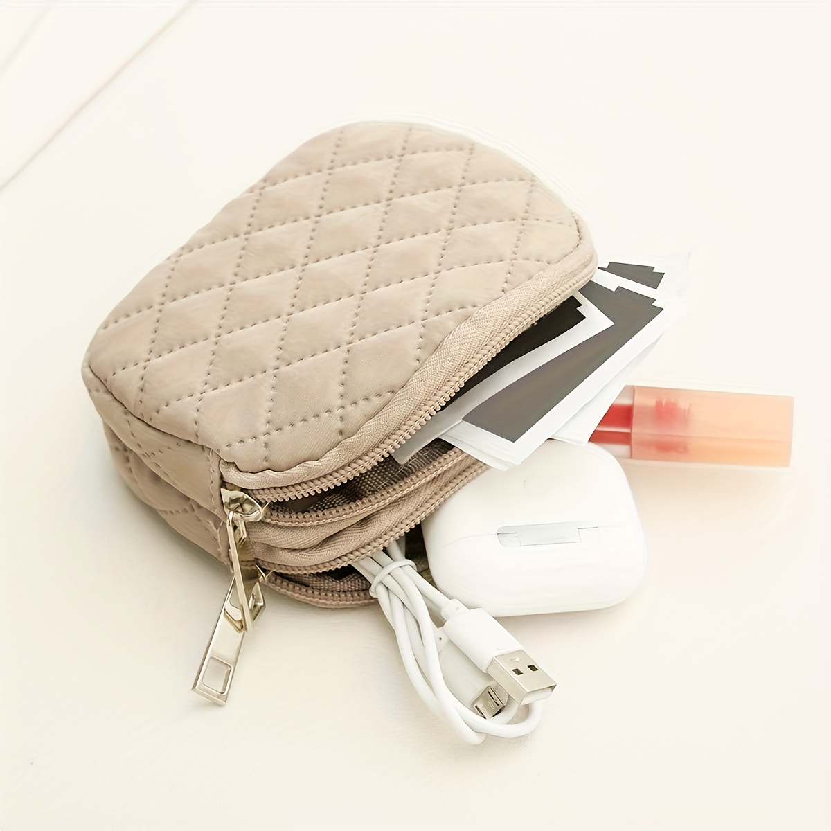 Double Zipper Diamond Lattice Clutch Small Wallet Mini Coin Purse Storage Bag Women's Small Wallet