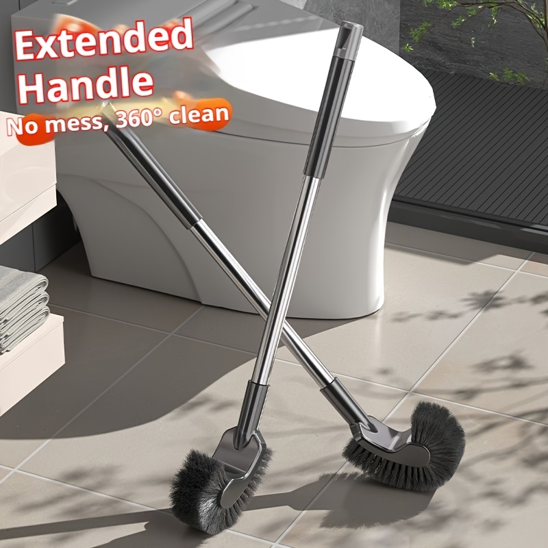 Cepillo de baño de acero inoxidable con mango largo, diseñado para la limpieza diaria de inodoros y grietas domésticas, con una cabeza de cepillo curva adecuada para inodoros de estilo occidental y orinales