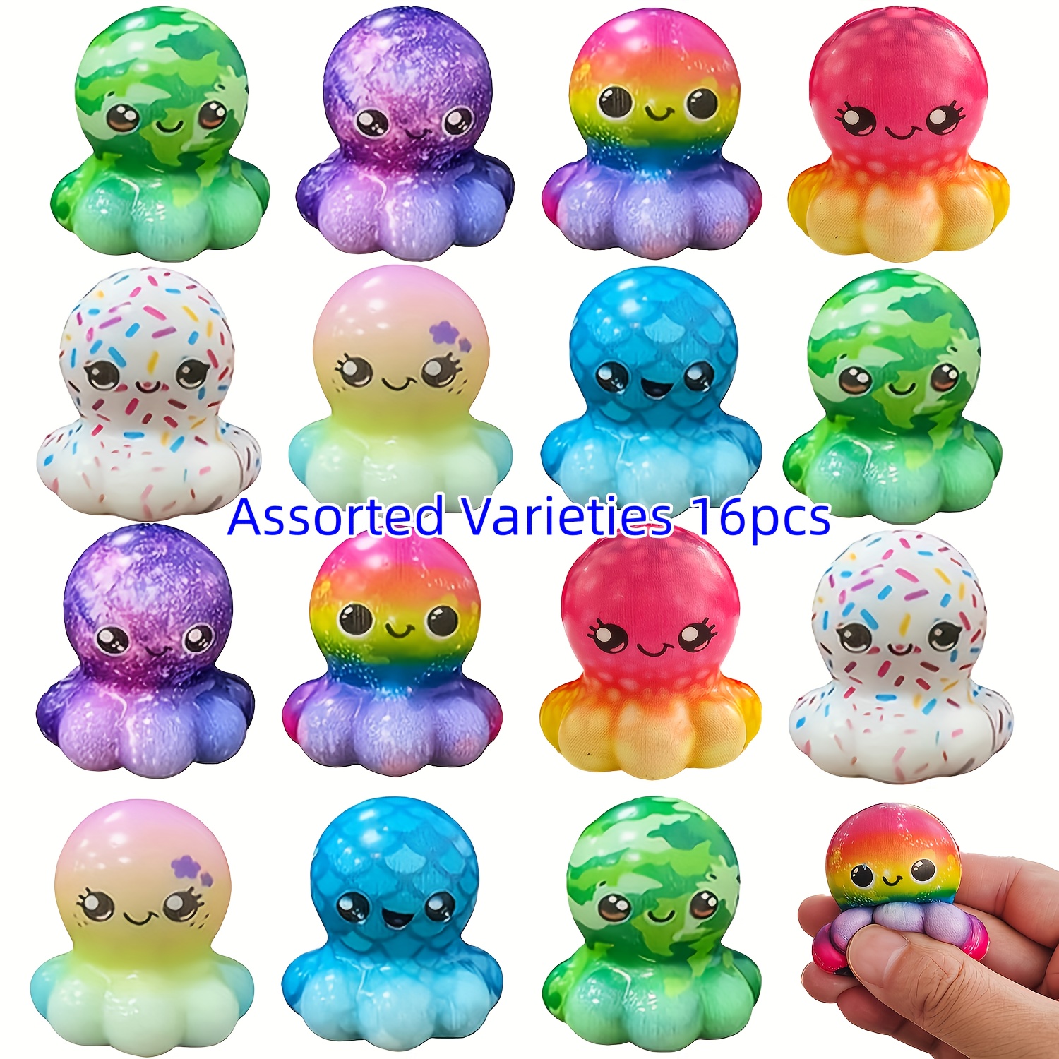 Image of 16pcs Octopus Toy Ideal For Halloween, Christmas, Valentine's Day, Easter, And Parties Perfect As Party Favors, Gift Pack Fillers, Or Classroom Rewards Random Style