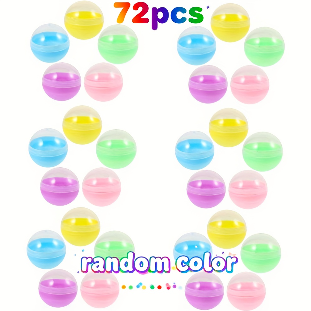 72pcs of round plastic automatic vending machine containers that   filled with items, suitable for toy party gifts,   storage.     surprises, with random colors.