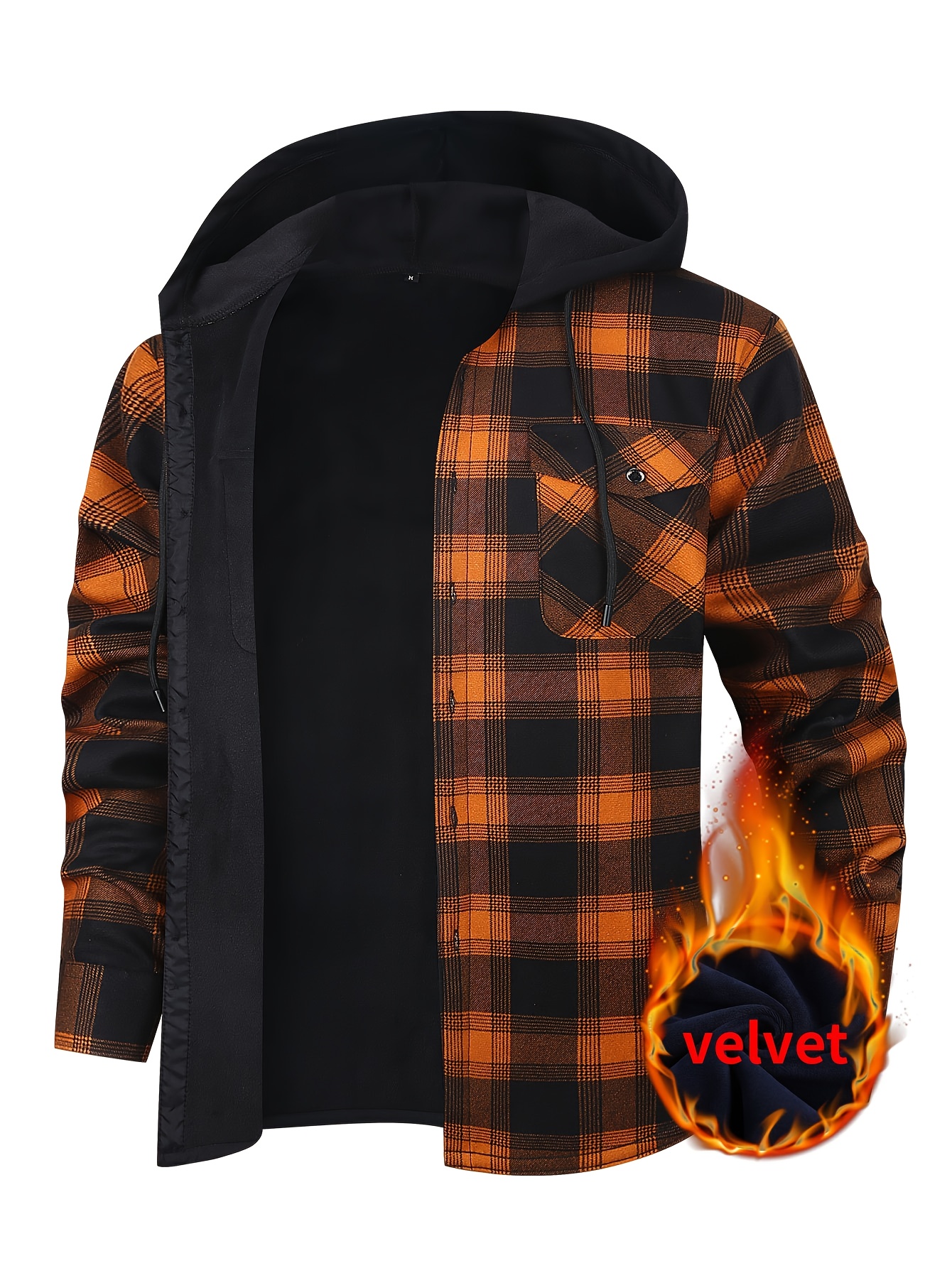 Heren Dikke Trui Winterwarmte - Losse Pasvorm Geruite Knoop Hoodie, Lange Mouwen Casual Sportjas voor Koud Weer, Handwasbaar Buiten- & Sportkleding