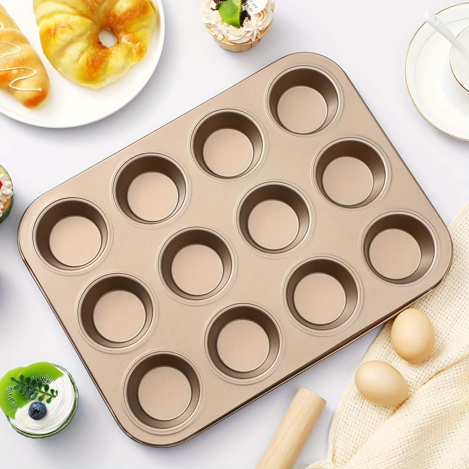 1* Mini Muffin Tin with 4/6/9/12 Options Round Baking Pan for Cakes,  Cheesecakes, and Egg Tarts Durable Metal Oven-Safe C