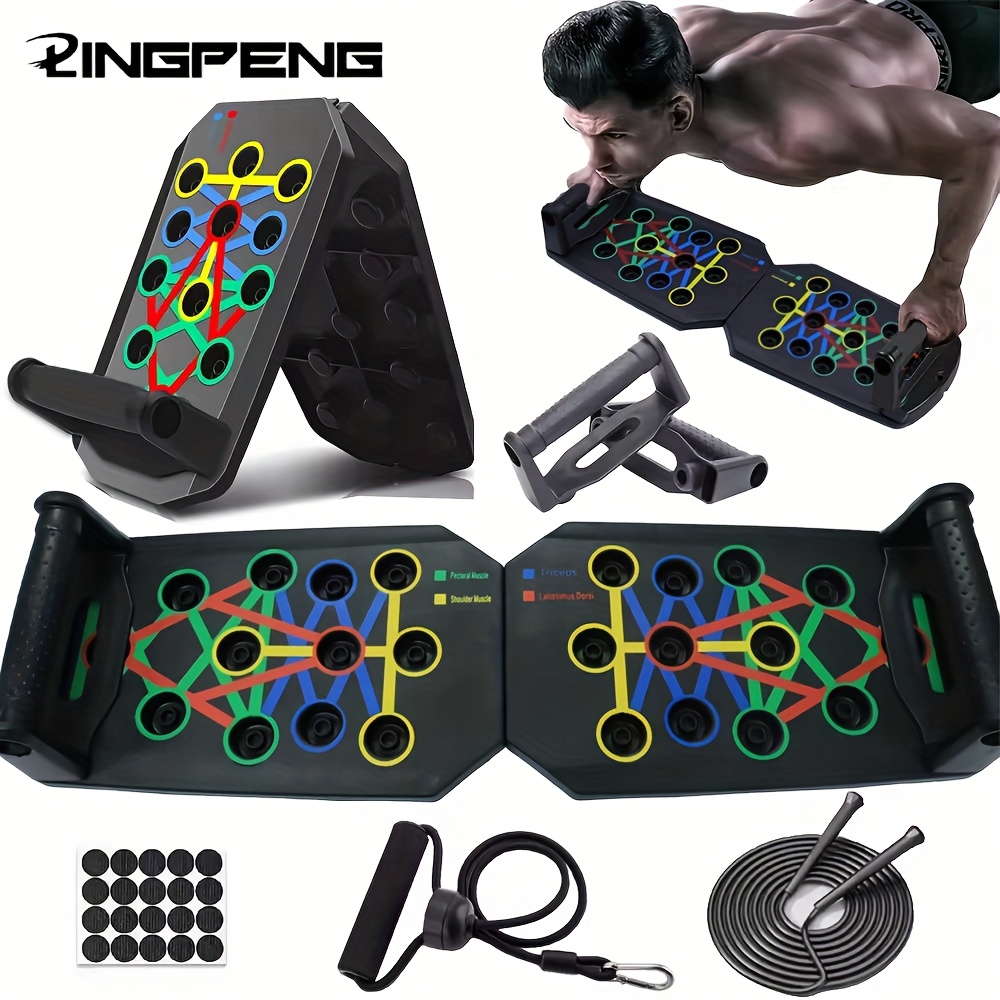 Lingpeng Portable Push-Up Board - Multifunctional, Foldable & Durable ABS for Strength Training & Chest Workouts, Color-Coded Muscle Focus details 0