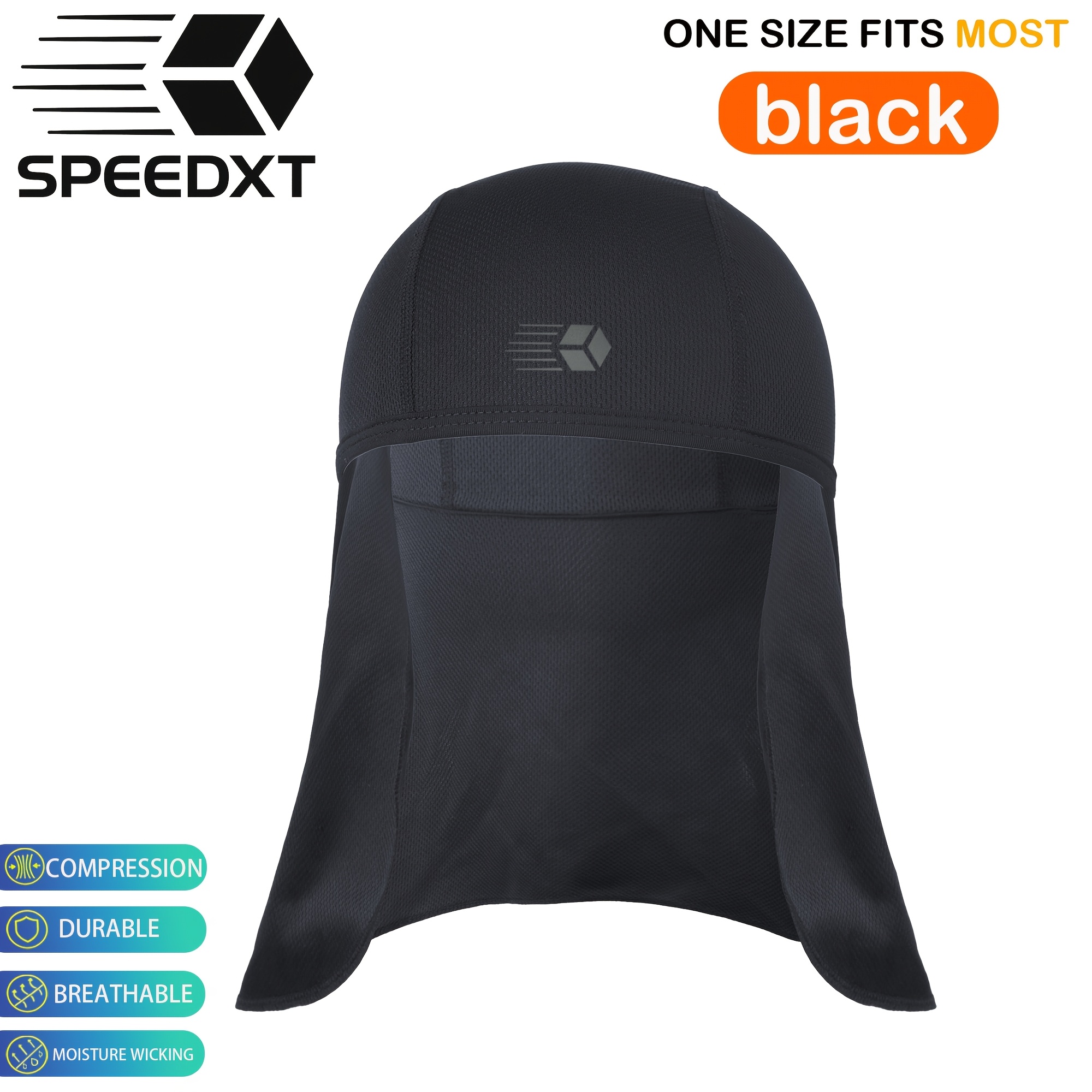 TEMU 1pc Men's Mesh With Neck Flap, Lightweight Breathable Stretch Brimless Sports Head Cover For Running, Fishing And Hiking