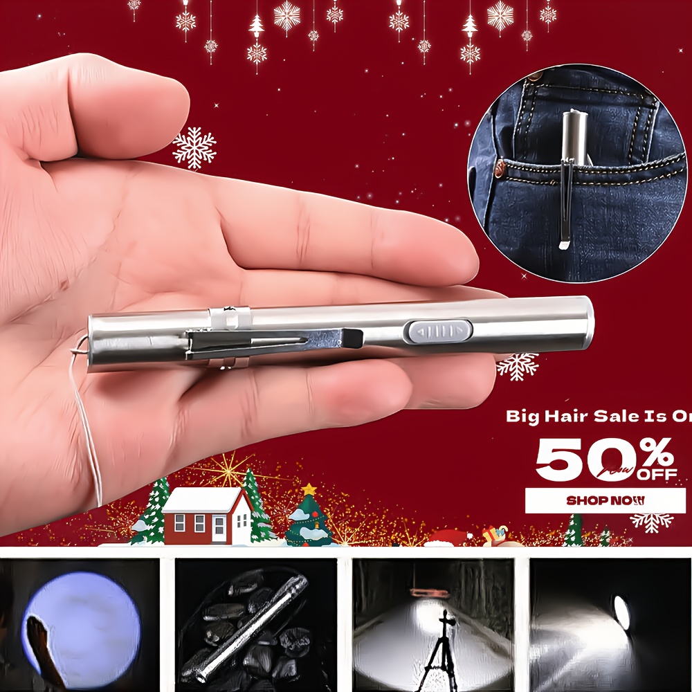 

Pen Light Flashlight With Usb Cable Essential For Car, Rechargeable Small Light Flashlight, Mini Led Pen Flashlight, Pocket Flashlight For Camping Outdoor Repair