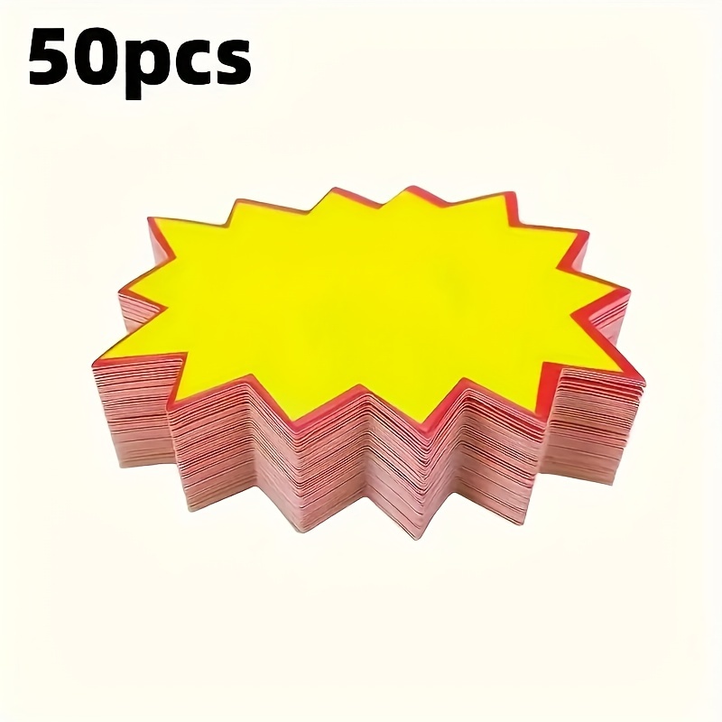 Image of 50pcs Yellow Star-shaped Blank Tags, 2.75x1.97 Inch Paper Tags For Retail Store And Supermarket