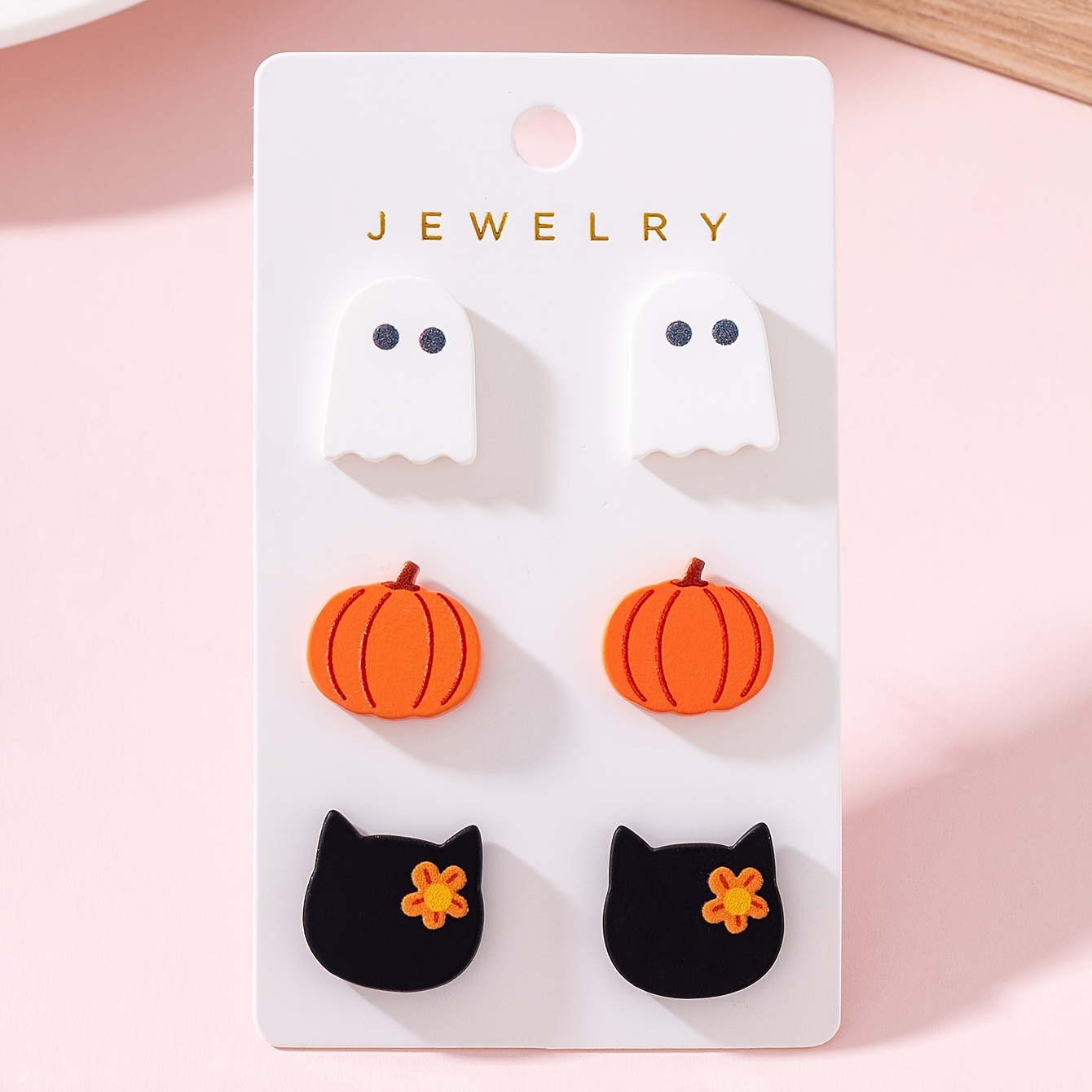 TEMU 3 Paires/Ensembles Halloween Citrouille Chat Peinture de Pâtisserie Design Femmes Mode Ensemble de Boucles d'Oreilles, Décoration Parfaite pour